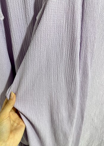 Lila Uzun Kollu Rahat Keten Kimono - Görsel 3