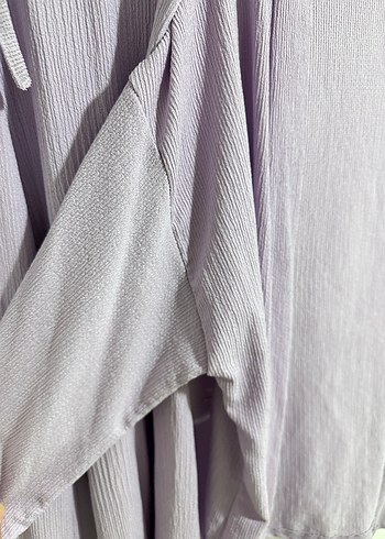 Lila Uzun Kollu Rahat Keten Kimono - Görsel 2