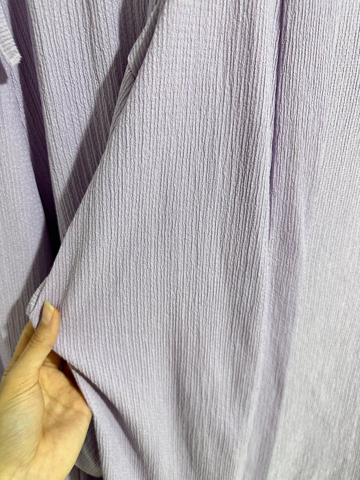 Lila Uzun Kollu Rahat Keten Kimono - Görsel 3