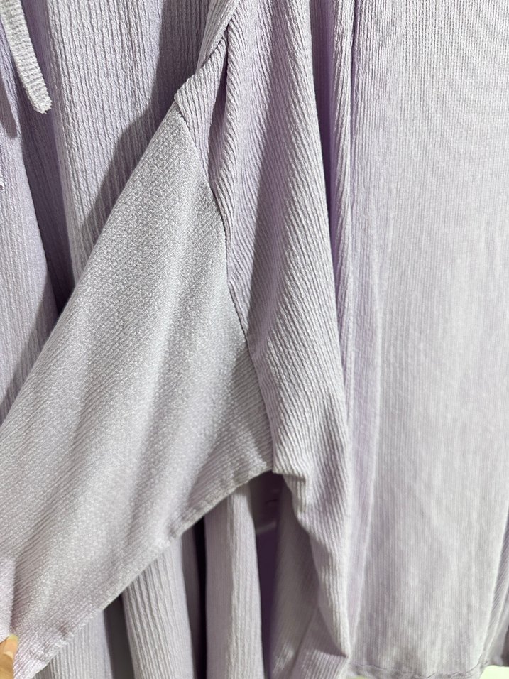 Lila Uzun Kollu Rahat Keten Kimono - Görsel 2