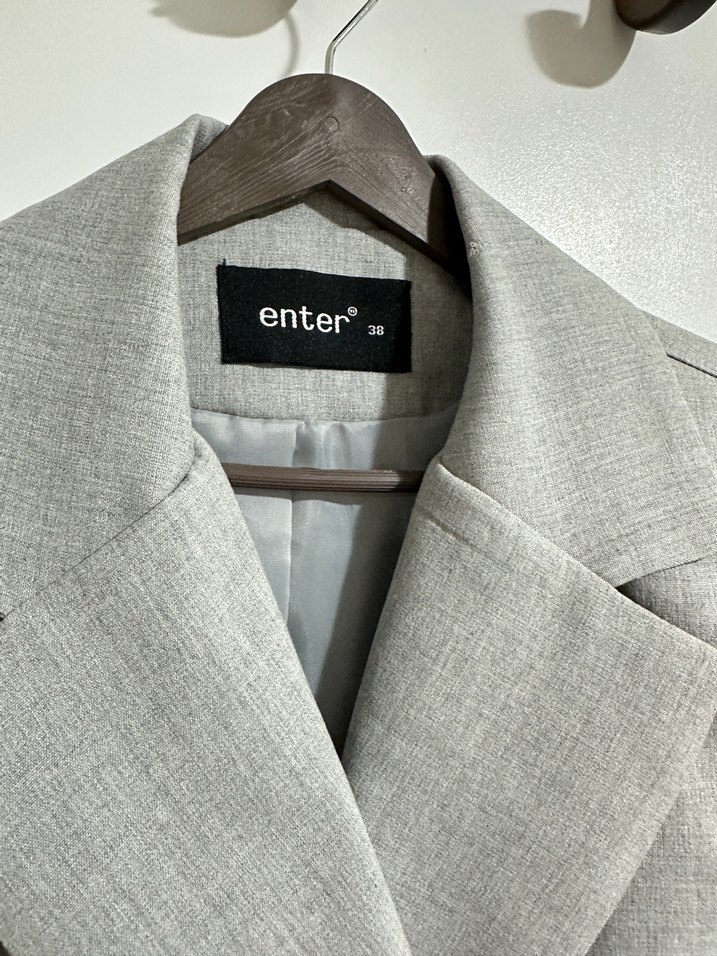 Gri Kısa Kadın Blazer Ceket - Görsel 2