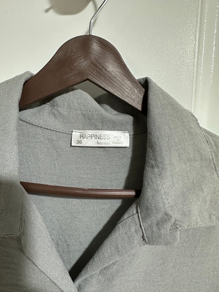 Gri Bol Kesim Keten Kadın takım - Görsel 3