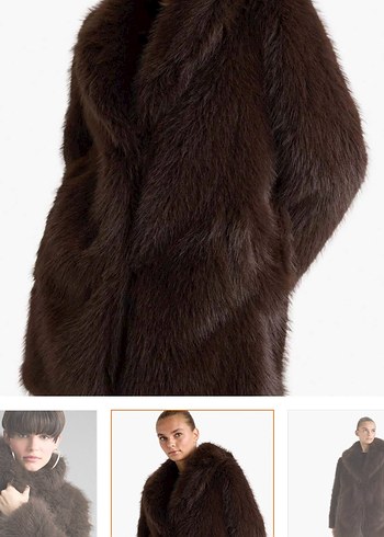 Kahverengi Kürk Detaylı Kadın Midi Boy Mont - Görsel 3