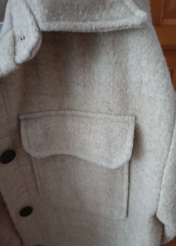 bej Düğmeli Kadın Midi Yün Kaban - Görsel 4