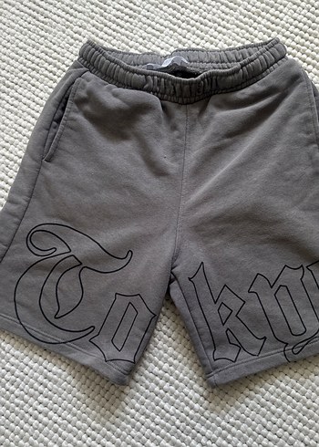 Gri Nakışlı Erkek Streetwear Şort