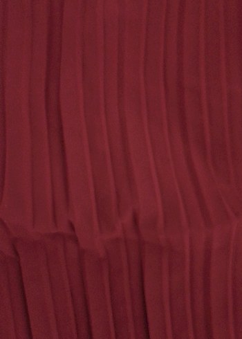 Kadın bordo Pileli Keten Bol Pantolon - Görsel 3