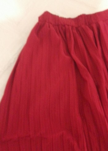 Kadın bordo Pileli Keten Bol Pantolon - Görsel 2