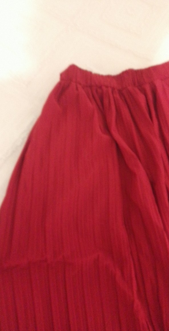 Kadın bordo Pileli Keten Bol Pantolon - Görsel 2