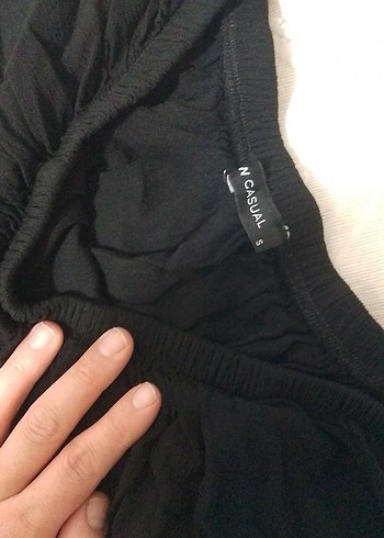 Kadın Siyah Keten Uzun Askısız Elbise - Görsel 5