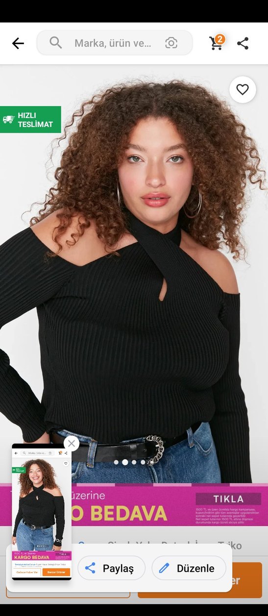 Siyah Yüksek Yakalı Triko Kadın Bluz yeni hiç giyilmemis - Görsel 3
