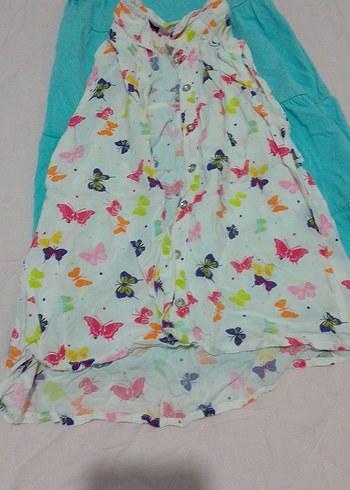 Kız Çocuk Turkuaz Keten Volanlı Elbise 3 ürün 100 tl - Görsel 3