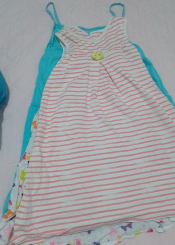 Kız Çocuk Turkuaz Keten Volanlı Elbise 3 ürün 100 tl - Görsel 4