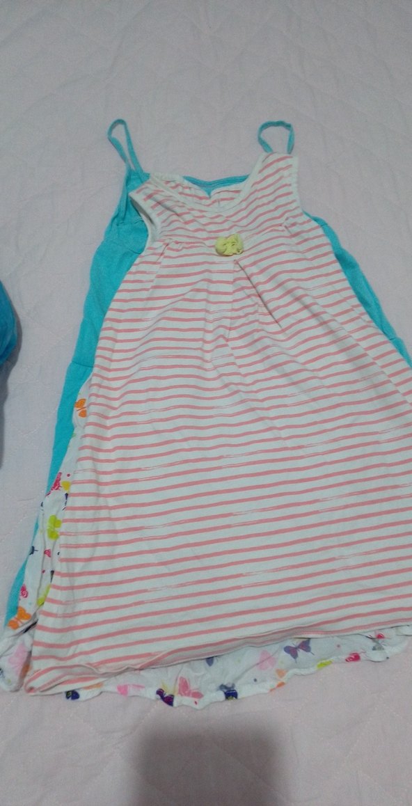 Kız Çocuk Turkuaz Keten Volanlı Elbise 3 ürün 100 tl - Görsel 4