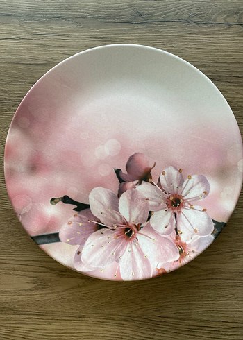 Pembe Çiçek Desenli servis tabağı