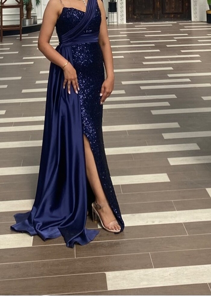 Lacivert elbise - Görsel 5