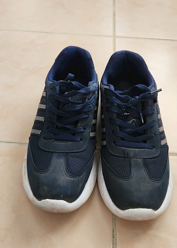 Lacivert Gri Bağcıklı Spor Kadın Sneakers - Görsel 2