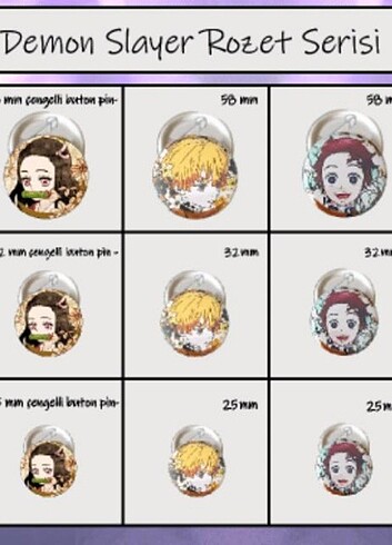  Demon slayer 3.2 cm rozet serisi