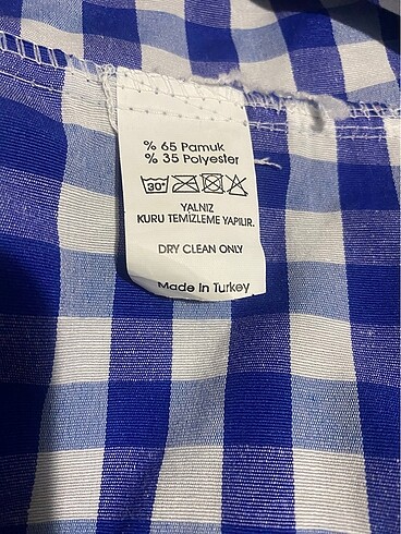 Mavi beyaz kareli sıfır kol önden bağlamalı gömlek - Görsel 8
