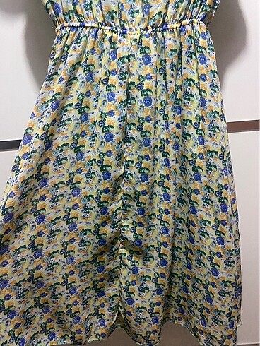 Yeşil çiçekli şifon elbise - Görsel 5