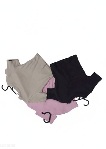 Bej Kadın Kısa Crop Top 3lü - Görsel 2