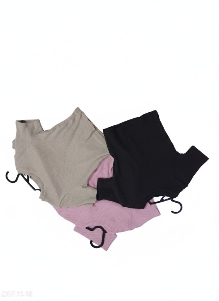 Bej Kadın Kısa Crop Top 3lü - Görsel 2