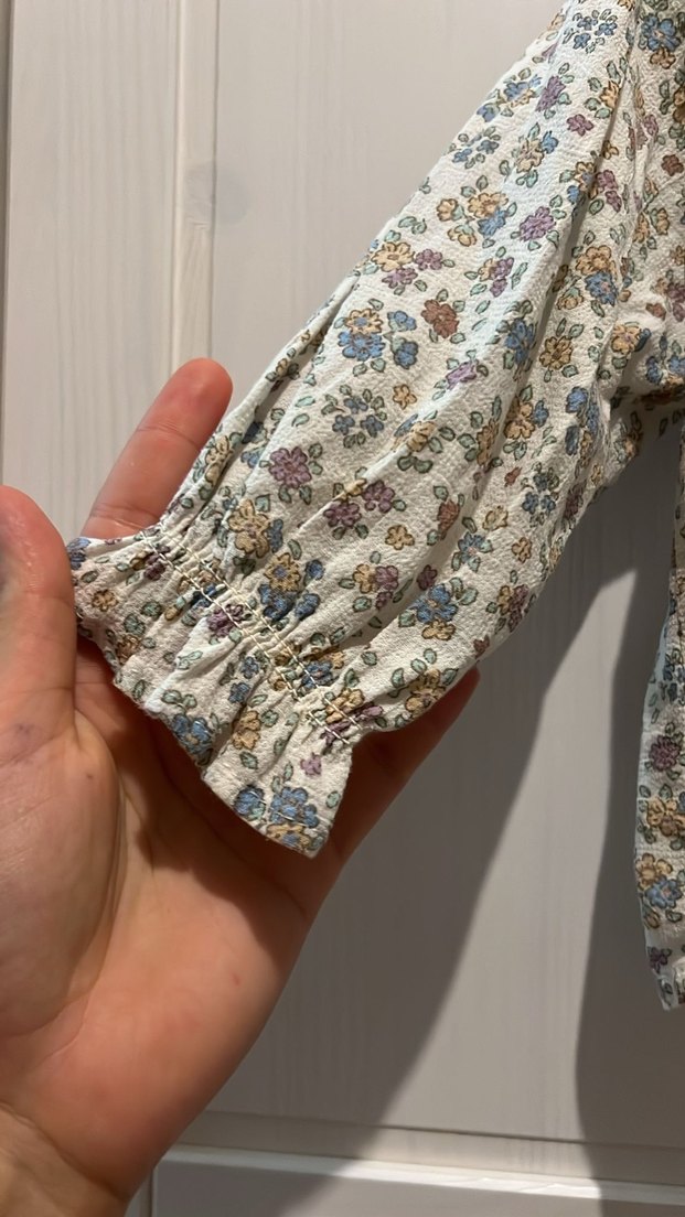 Kız Çocuk Bej Desenli Pamuklu Gömlek - Görsel 3