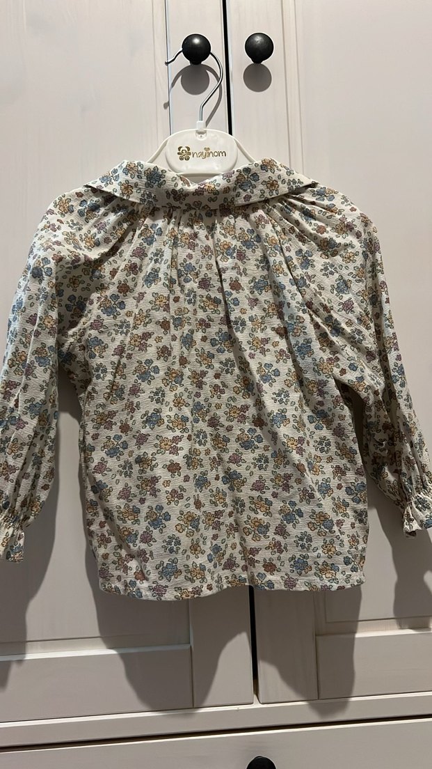 Kız Çocuk Bej Desenli Pamuklu Gömlek - Görsel 2