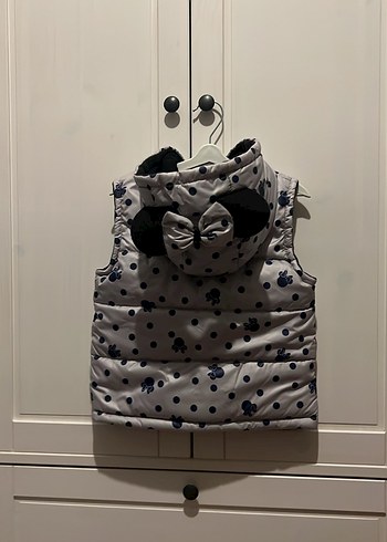 Kız Çocuk Kapüşonlu Düğmeli Gri Yelek - Görsel 2