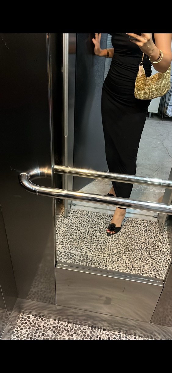 Drapeli Siyah Uzun Milla elbise - Görsel 2