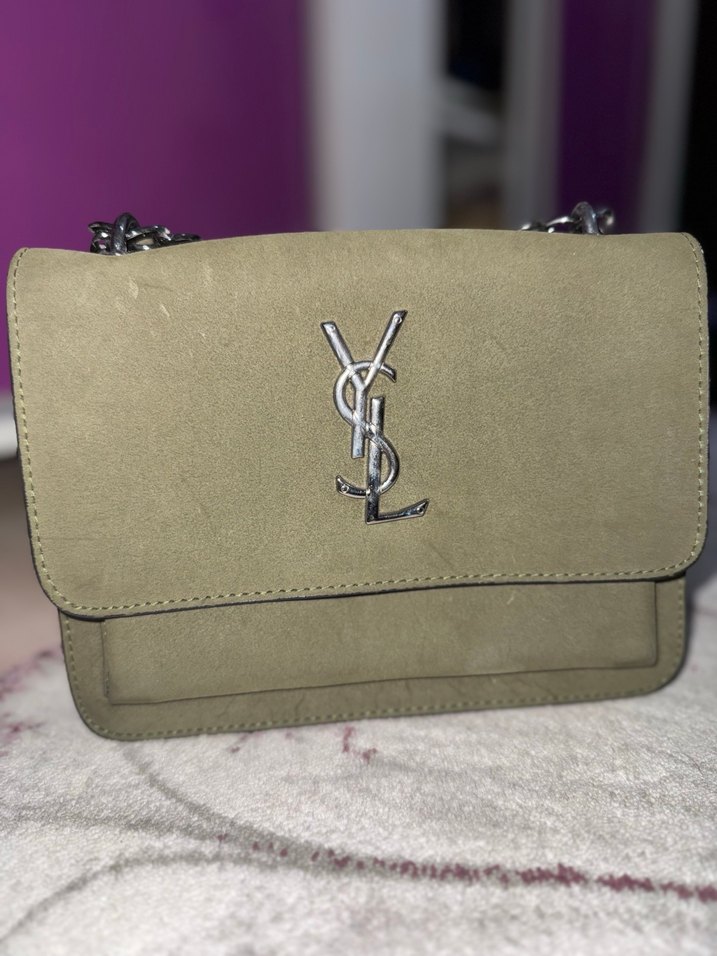 Yves Saint Laurent Zincir Detaylı Süet Kadın Çanta - Görsel 2