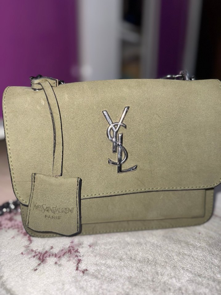 Yves Saint Laurent Zincir Detaylı Süet Kadın Çanta - Görsel 5