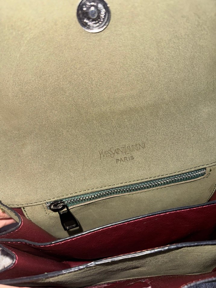 Yves Saint Laurent Zincir Detaylı Süet Kadın Çanta - Görsel 3