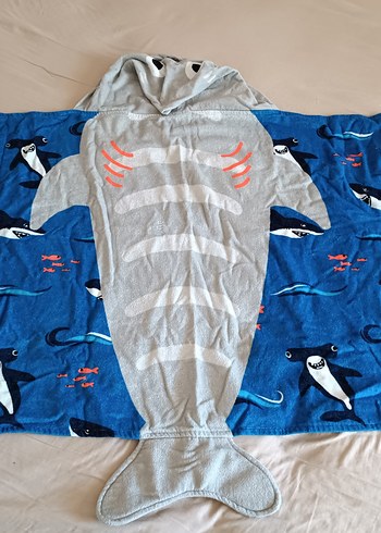 Gri Erkek Çocuk Köpekbalığı Figürlü Bornoz - Görsel 5