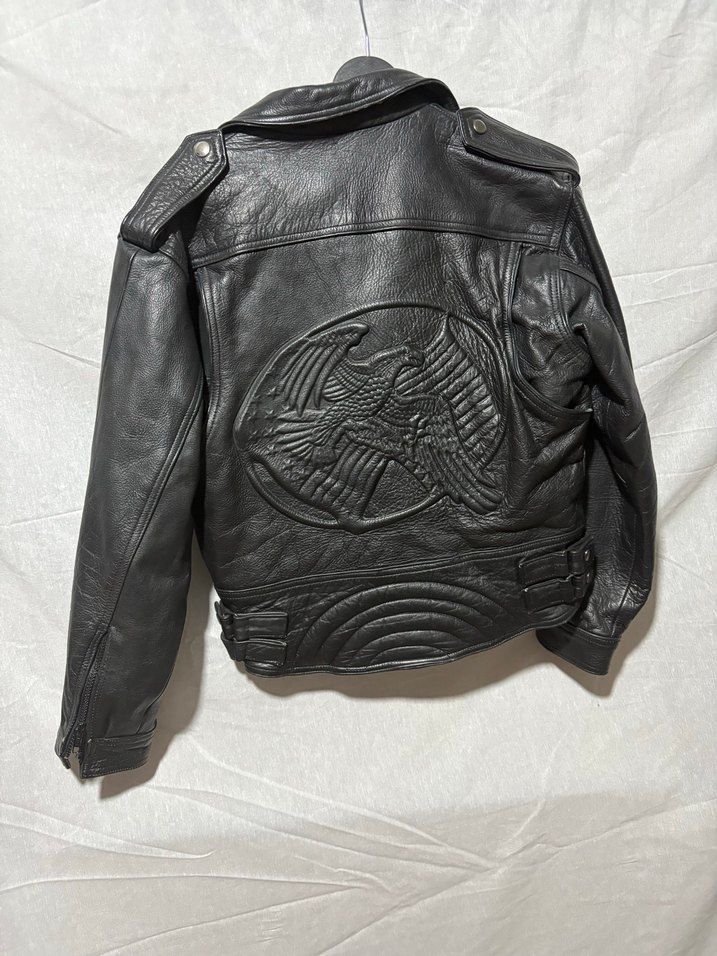 Buffalo hakiki deri kartal motifleri bulunan motosiklet mont 38 - Görsel 3