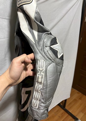 Gri Desenli Deri 2 parça tulum - Görsel 7