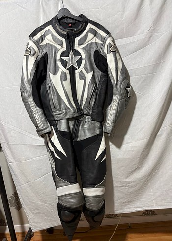 Gri Desenli Deri 2 parça tulum - Görsel 3