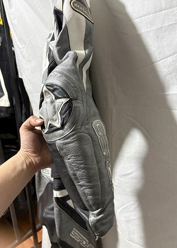 Gri Desenli Deri 2 parça tulum - Görsel 8