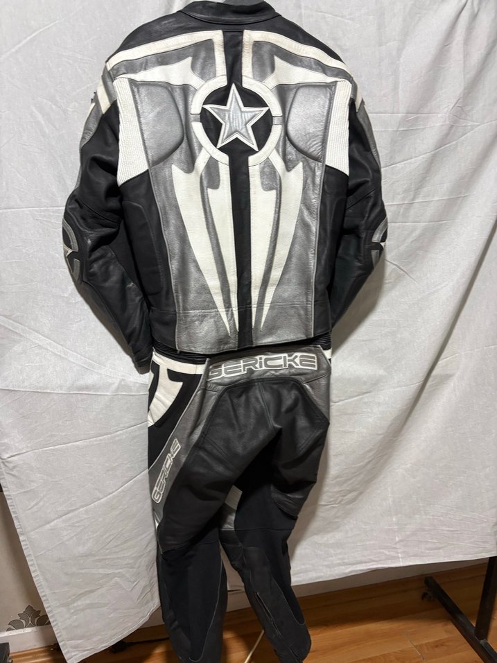 Gri Desenli Deri 2 parça tulum - Görsel 5