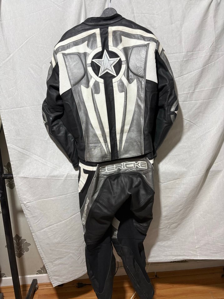 Gri Desenli Deri 2 parça tulum - Görsel 4