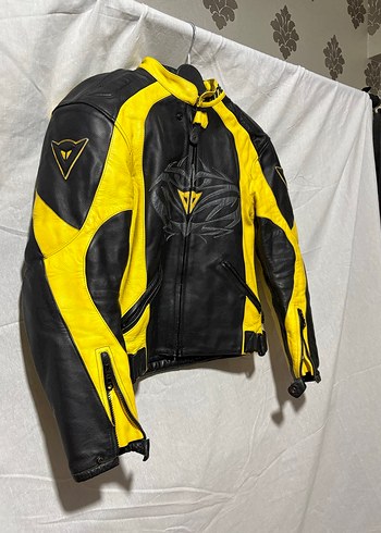 Dainese Sarı Siyah Deri Biker Ceket - Görsel 3