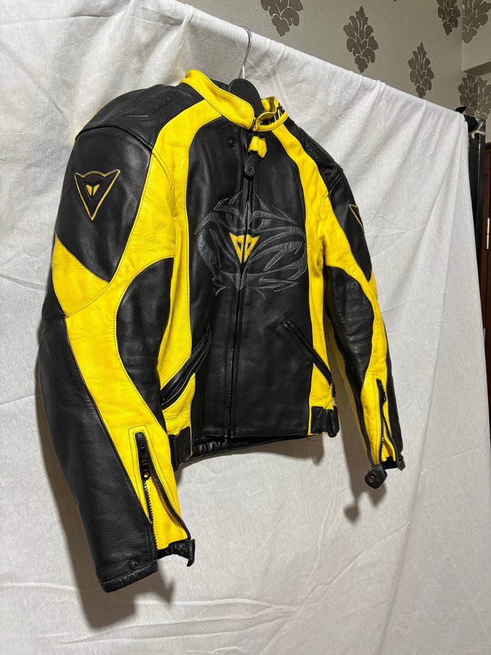Dainese Sarı Siyah Deri Biker Ceket - Görsel 3