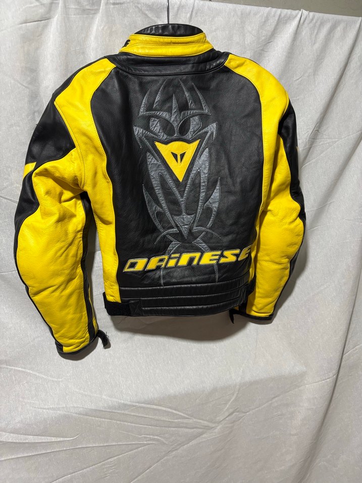 Dainese Sarı Siyah Deri Biker Ceket - Görsel 4