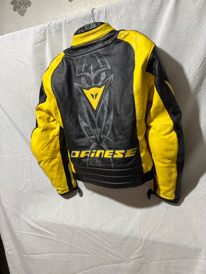 Dainese Sarı Siyah Deri Biker Ceket - Görsel 5