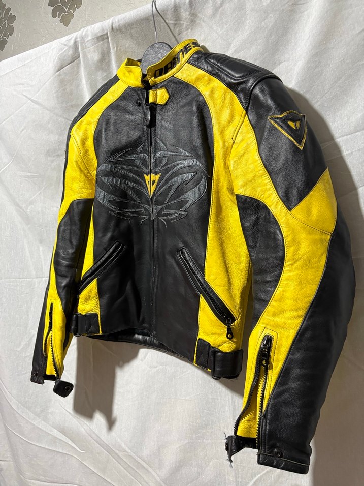 Dainese Sarı Siyah Deri Biker Ceket - Görsel 2