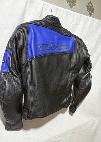 Revit Mavi Siyah hakiki Deri Biker Ceket - Görsel 5