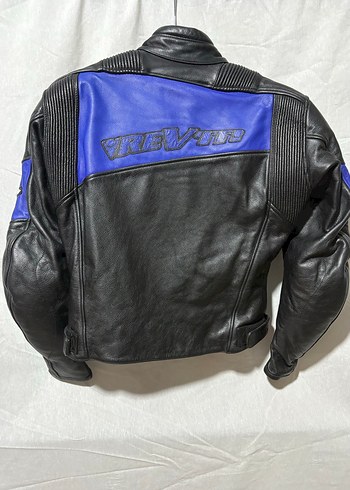 Revit Mavi Siyah hakiki Deri Biker Ceket - Görsel 4