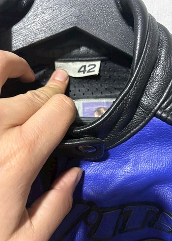 Revit Mavi Siyah hakiki Deri Biker Ceket - Görsel 6