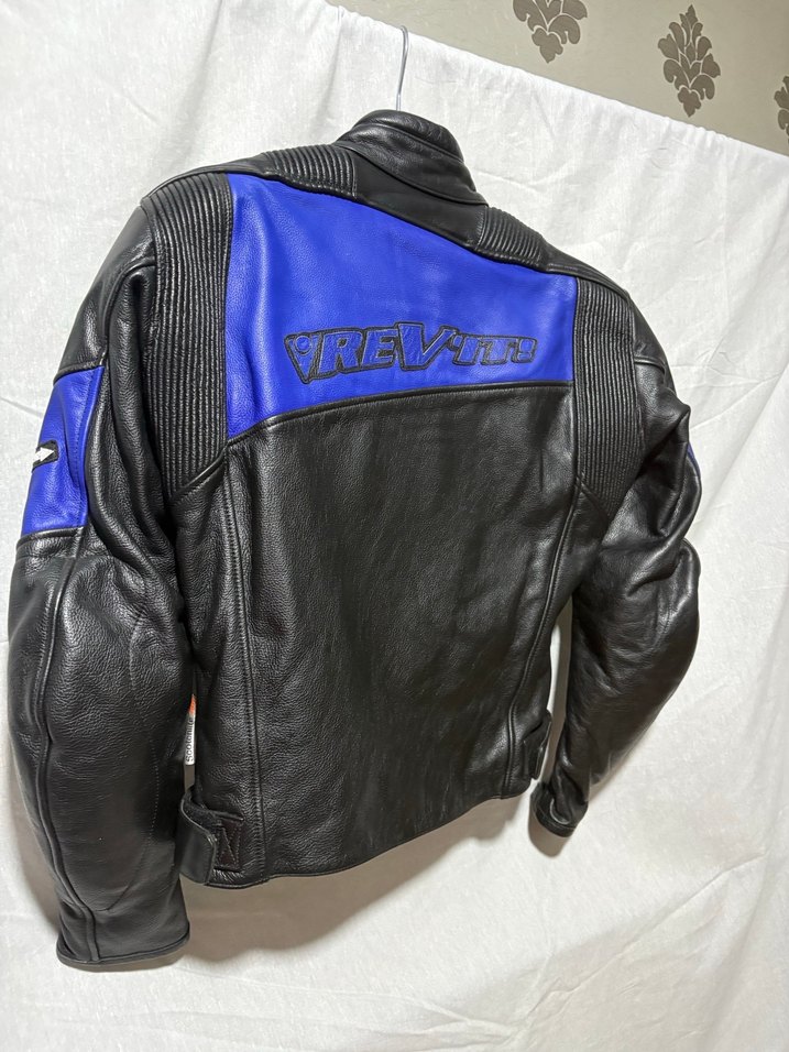 Revit Mavi Siyah hakiki Deri Biker Ceket - Görsel 5