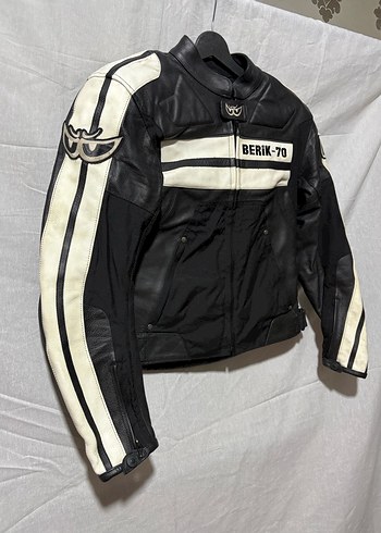 Berik-70 Siyah Deri Biker Ceket, Kemerli, Uzun Kollu - Görsel 2