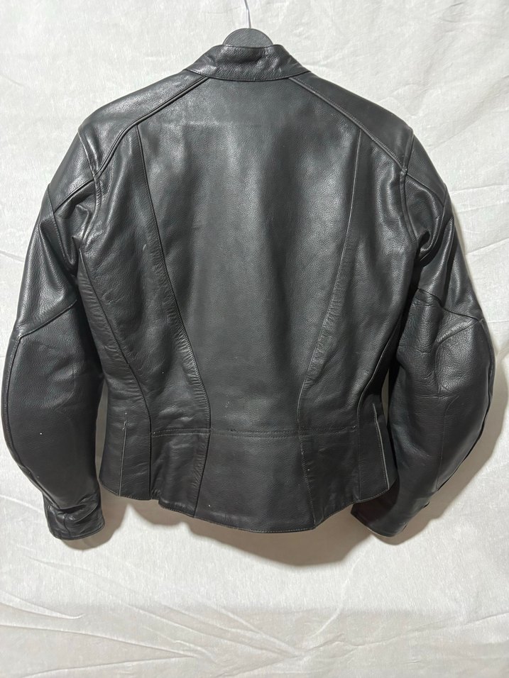 Siyah Deri Biker Ceket, Kemerli, Dar Kesim - Görsel 2